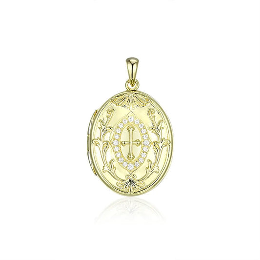 Oval Cross Locket